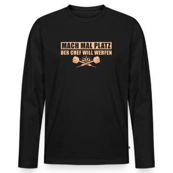 Dart Mach mal platz Dartspieler - Männer Premium Bio Langarmshirt - Schwarz - Vorne - Nico (187cm)