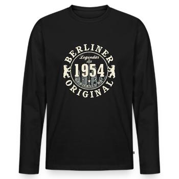 70. Geburtstag 2024 Berliner Original Geschenk - Männer Premium Bio Langarmshirt - Schwarz - Vorne - Nico (187cm)
