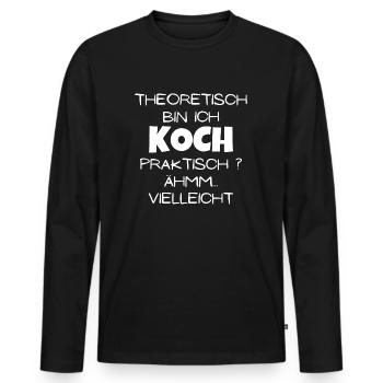 Theoretisch Koch - Männer Premium Bio Langarmshirt - Schwarz - Vorne - Nico (187cm)