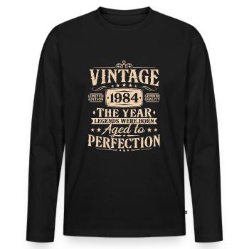 Vintage 1984 Vintage cadeau d’anniversaire - T-shirt manches longues Premium bio Homme - noir - Devant - Nico (187cm)