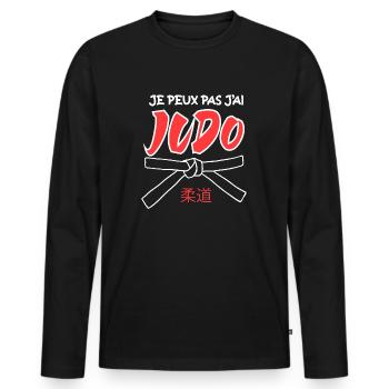 Je Peux Pas J'ai Judo Humour Judoka - T-shirt manches longues Premium bio Homme - noir - Devant - Nico (187cm)