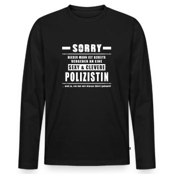 Polizistin - Dieser Mann Ist Bereits Vergeben ... - Männer Premium Bio Langarmshirt - Schwarz - Vorne - Nico (187cm)