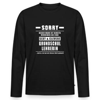 Grundschullehrerin Shirt - Mann Bereits Vergeben - Männer Premium Bio Langarmshirt - Schwarz - Vorne - Nico (187cm)