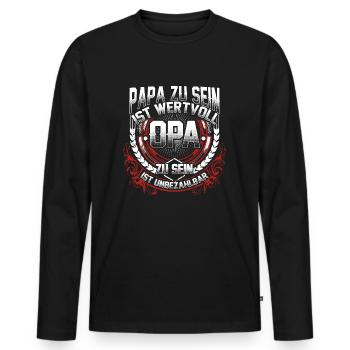 OPA ist unbezahlbar - Männer Premium Bio Langarmshirt - Schwarz - Vorne - Nico (187cm)