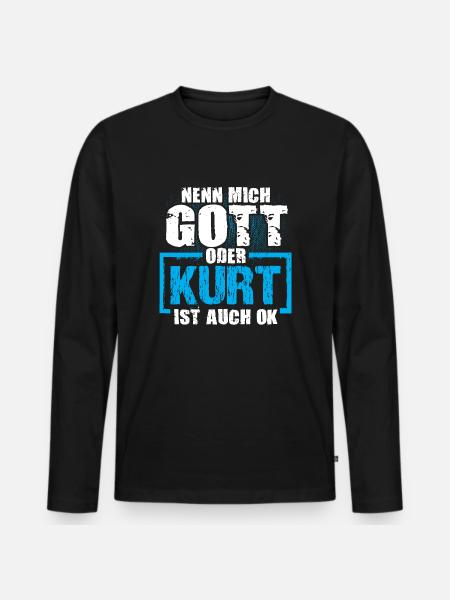 KURT - ok - Männer Premium Bio Langarmshirt - Schwarz