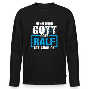 RALF - ok - Männer Premium Bio Langarmshirt - Schwarz - Vorne - Nico (187cm)