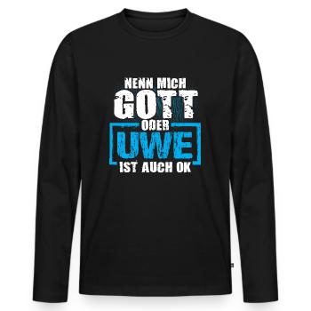 UWE - ok - Männer Premium Bio Langarmshirt - Schwarz - Vorne - Nico (187cm)