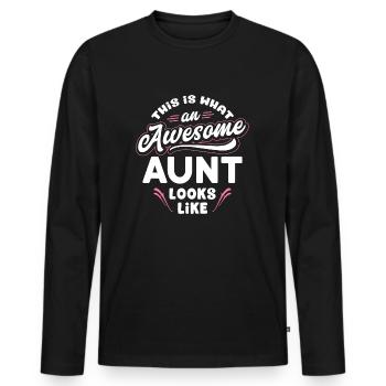 This Is What An Awesome Aunt Looks Like - Auntie - Men's Premium Organic Long Sleeve Shirt - black - Front - Nico (187cm)