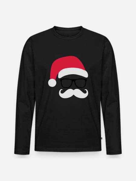 Funny Santa Claus with nerd glasses and mustache - Premium økologisk langærmet T-shirt til mænd - sort