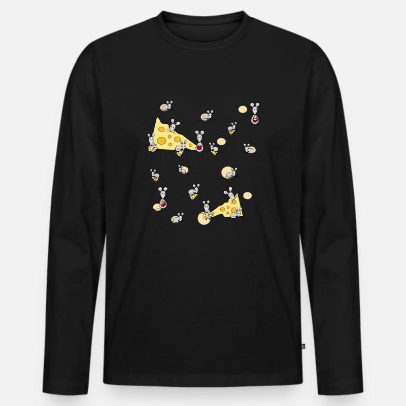 Mäusefrühstück - Kindermotiv - Männer Premium Bio Langarmshirt - Schwarz