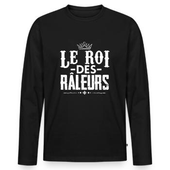 Le roi des râleurs cadeau homme raleur humour - T-shirt manches longues Premium bio Homme - noir - Devant - Nico (187cm)