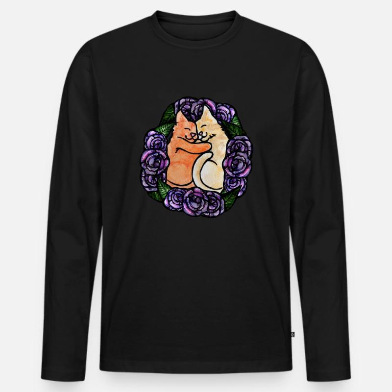 Kätzchen Katzen lieben - Männer Premium Bio Langarmshirt - Schwarz