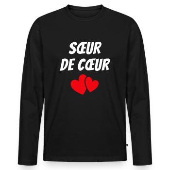 Sœur de cœur / meilleure amie - T-shirt manches longues Premium bio Homme - noir - Devant - Nico (187cm)