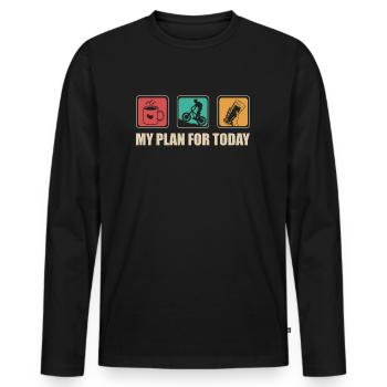 Daily schedule Coffee Mountain Bike Beer Retro - Men's Premium Organic Long Sleeve Shirt - black - Front - Nico (187cm)