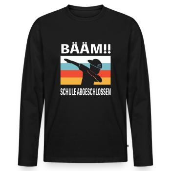 Bääm Schule Abgeschlossen Schüler Schulabschluss - Männer Premium Bio Langarmshirt - Schwarz - Vorne - Nico (187cm)