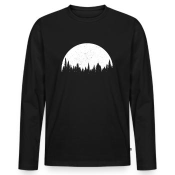 WALD I Wald unter Sternenhimmel Silhouette - Männer Premium Bio Langarmshirt - Schwarz - Vorne - Nico (187cm)