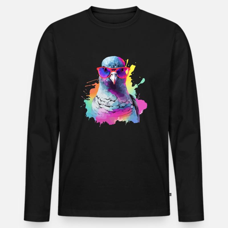 Ron die Taube - Männer Premium Bio Langarmshirt - Schwarz
