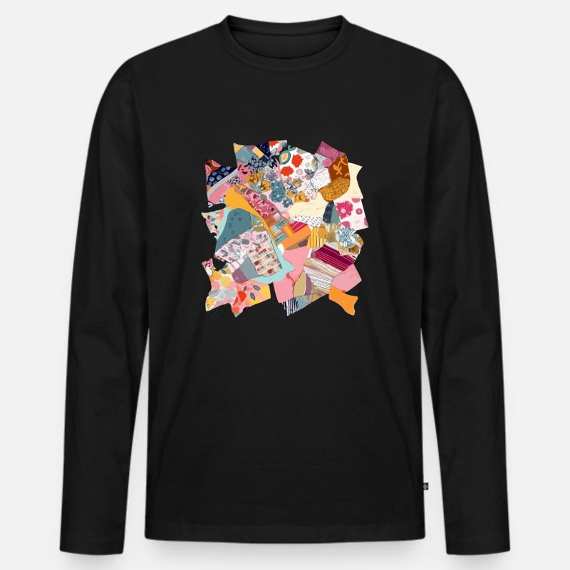 Fabric patchwork n°2 - Men's Premium Organic Long Sleeve Shirt - black