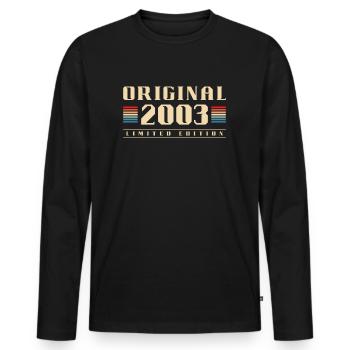 Geboren 2003 Jahrgang 20er Vintage Geburtstag - Männer Premium Bio Langarmshirt - Schwarz - Vorne - Nico (187cm)
