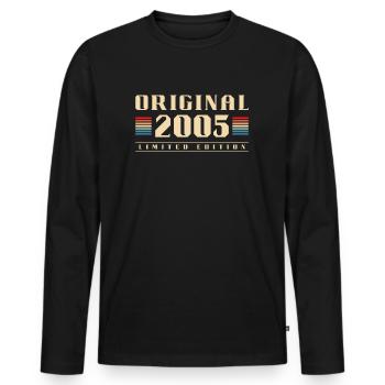 Geboren 2005 Jahrgang 18er Vintage Geburtstag - Männer Premium Bio Langarmshirt - Schwarz - Vorne - Nico (187cm)