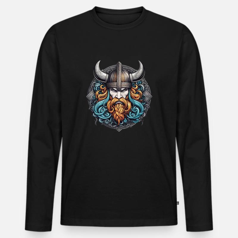 Wikinger Odin Thor Walhalla - Männer Premium Bio Langarmshirt - Schwarz