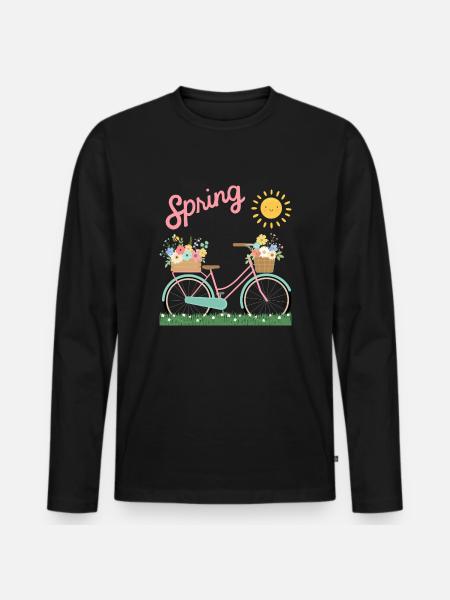 Frülingserwachen - Männer Premium Bio Langarmshirt - Schwarz