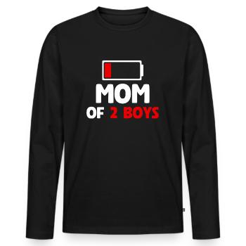 Maman de 2 garçons - T-shirt manches longues Premium bio Homme - noir - Devant - Nico (187cm)