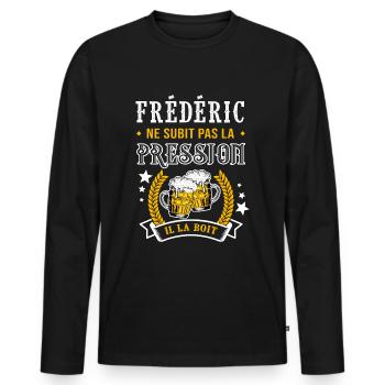 Frédéric bière frédéric cadeau frederic fête - T-shirt manches longues Premium bio Homme - noir - Devant - Nico (187cm)