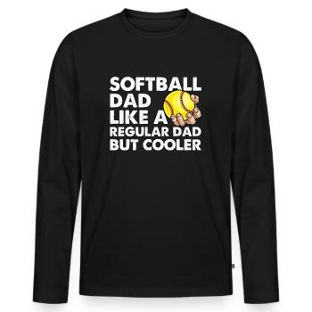 Papa Softball Comme Un Papa Ordinaire Mais Plus Cool - T-shirt manches longues Premium bio Homme - noir - Devant - Nico (187cm)