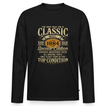 Millésime 1984 Classique Cadeau d’anniversaire - T-shirt manches longues Premium bio Homme - noir - Devant - Nico (187cm)