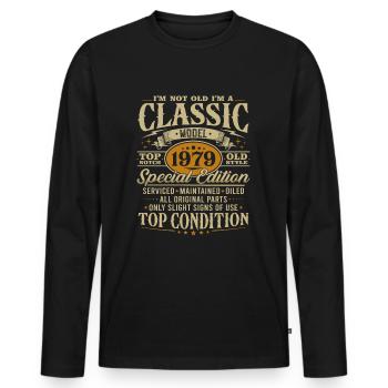Vintage 1979 classique cadeau d’anniversaire - T-shirt manches longues Premium bio Homme - noir - Devant - Nico (187cm)