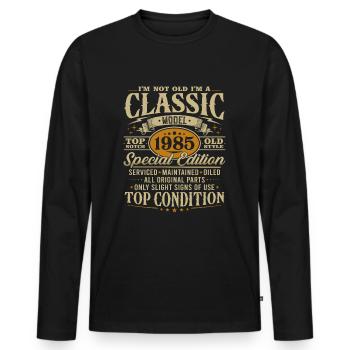 Jahrgang 1985 Klassiker Geburtstag Geschenk - Männer Premium Bio Langarmshirt - Schwarz - Vorne - Nico (187cm)