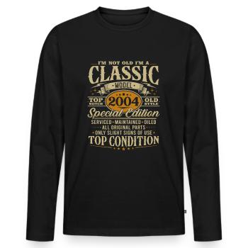 Vintage 2004 Vintage Birthday Gift - Men's Premium Organic Long Sleeve Shirt - black - Front - Nico (187cm)