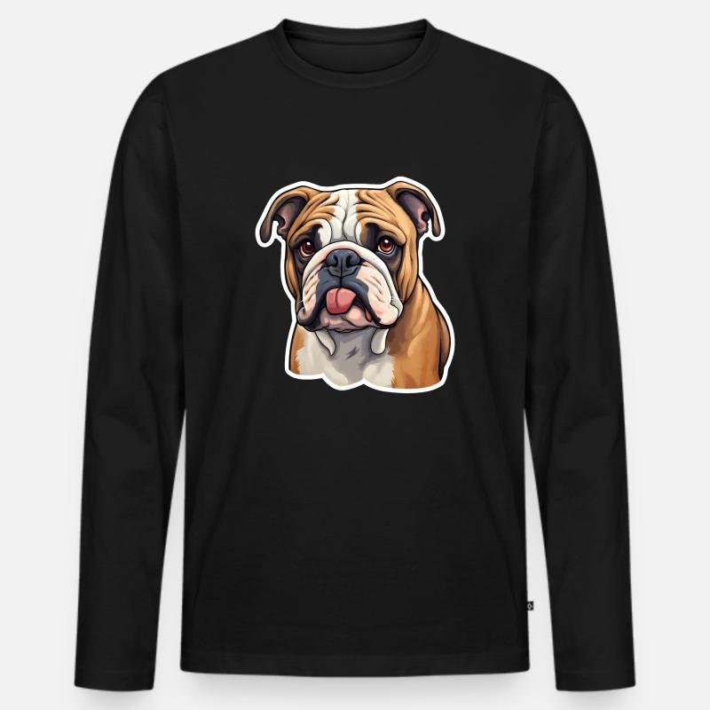 Bulldogenkopf - Männer Premium Bio Langarmshirt - Schwarz
