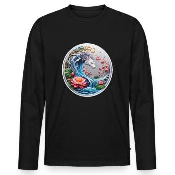 Asian Dragon - Men's Premium Organic Long Sleeve Shirt - black - Front - Nico (187cm)