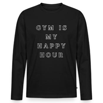 Gym Is My Happy Hour - Men's Premium Organic Long Sleeve Shirt - black - Front - Nico (187cm)