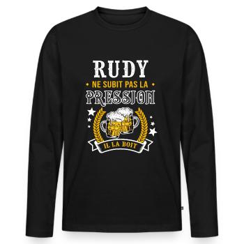 Rudy bière Rudycadeau rudy fêtes - T-shirt manches longues Premium bio Homme - noir - Devant - Nico (187cm)
