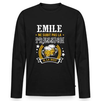 Emile bière Emile cadeau emile fêtes - T-shirt manches longues Premium bio Homme - noir - Devant - Nico (187cm)
