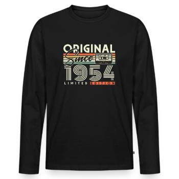 Original 1954 Vintage Rétro Cadeau d’anniversaire - T-shirt manches longues Premium bio Homme - noir - Devant - Nico (187cm)