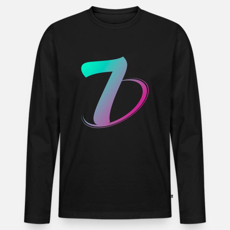 Nummer 7 mehrfarbig - Männer Premium Bio Langarmshirt - Schwarz