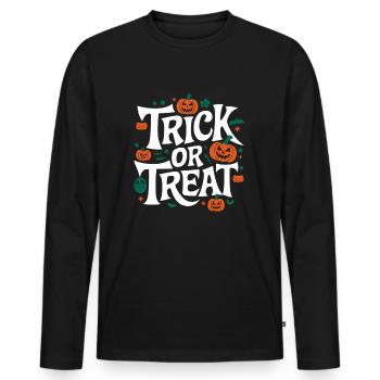 Trick or Treat - Männer Premium Bio Langarmshirt - Schwarz - Vorne - Nico (187cm)