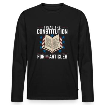 History with humor – For all article readers - Men's Premium Organic Long Sleeve Shirt - black - Front - Nico (187cm)
