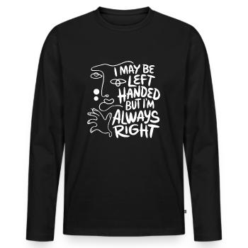 Humorous design for left-handers - Men's Premium Organic Long Sleeve Shirt - black - Front - Nico (187cm)