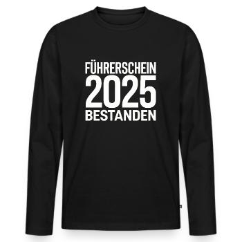 Permis de conduire 2025 passé - T-shirt manches longues Premium bio Homme - noir - Devant - Nico (187cm)