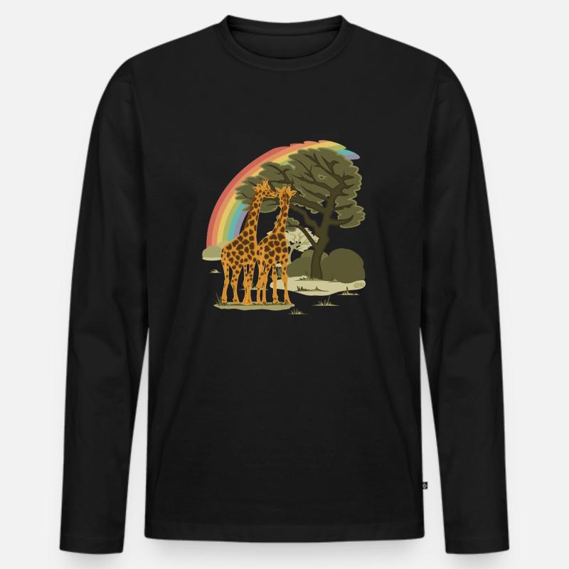 Pride-Giraffen - Männer Premium Bio Langarmshirt - Schwarz