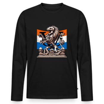 VOC Nederlandse Leeuw - Männer Premium Bio Langarmshirt - Schwarz - Vorne - Nico (187cm)