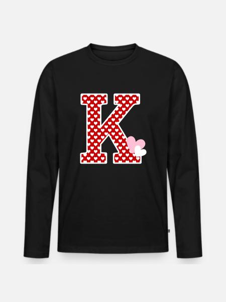 Buchstabe k Herz - Männer Premium Bio Langarmshirt - Schwarz
