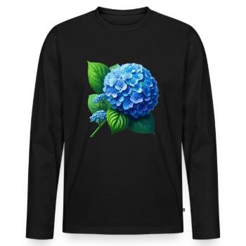 Hortensienblau - Männer Premium Bio Langarmshirt - Schwarz - Vorne - Nico (187cm)