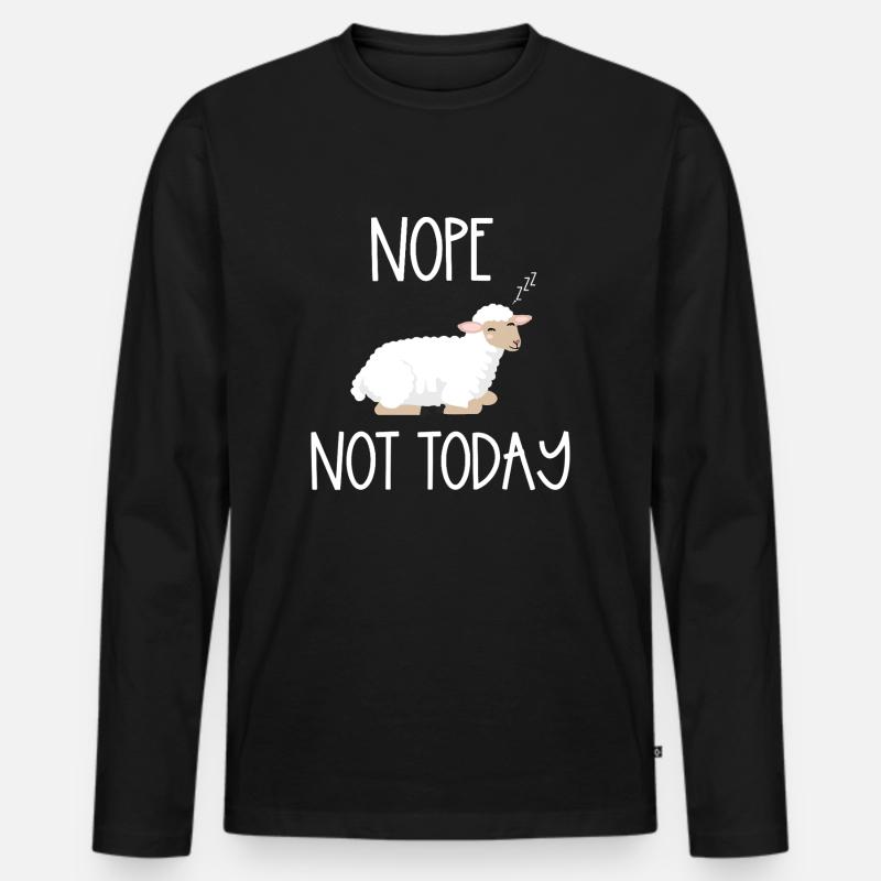 Nope not today sheep - Männer Premium Bio Langarmshirt - Schwarz