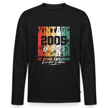 Né en 2005 18 ans anniversaire - T-shirt manches longues Premium bio Homme - noir - Devant - Nico (187cm)